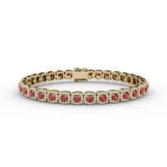 Cushion Cut Ruby and Diamond Bracelet
