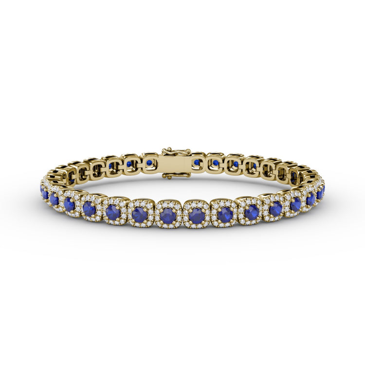 Cushion Cut Sapphire and Diamond Bracelet