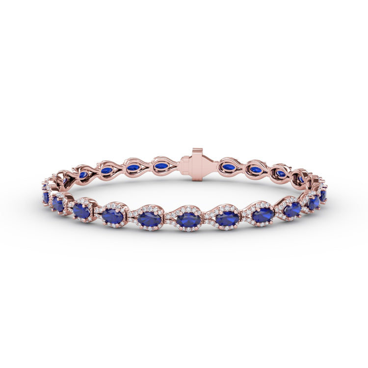 Pear-Shaped Diamond & Sapphire Bracelet