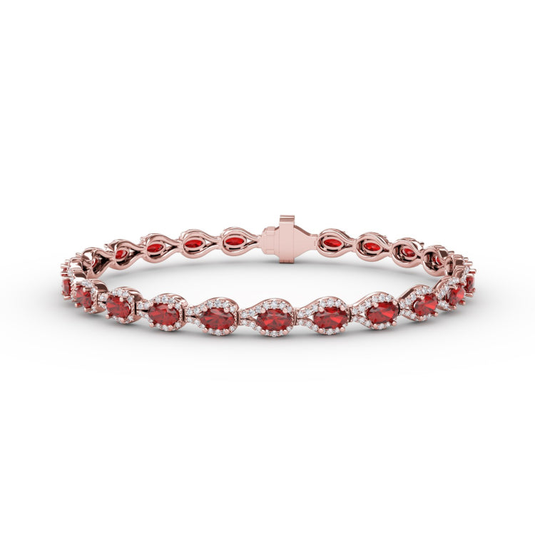 Pear-Shaped Diamond & Ruby Bracelet