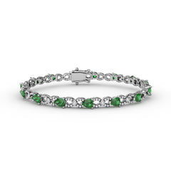 Emerald and Diamond Pear Shape Bracelet