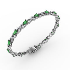 Emerald and Diamond Pear Shape Bracelet