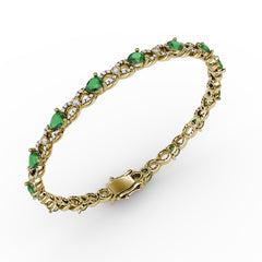 Emerald and Diamond Pear Shape Bracelet