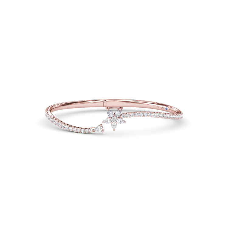 Asymmetrical Diamond Bangle Bracelet 
