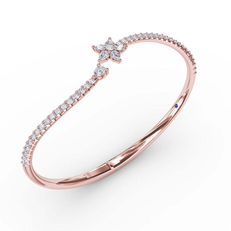Asymmetrical Diamond Bangle Bracelet 