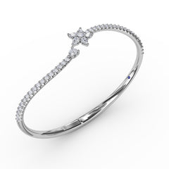 Asymmetrical Diamond Bangle Bracelet 