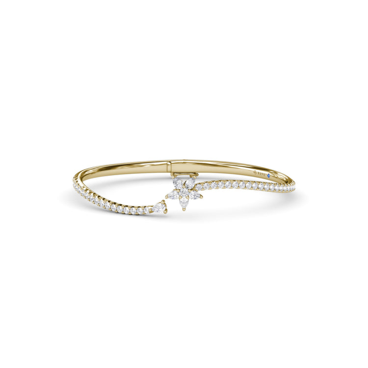 Asymmetrical Diamond Bangle Bracelet 