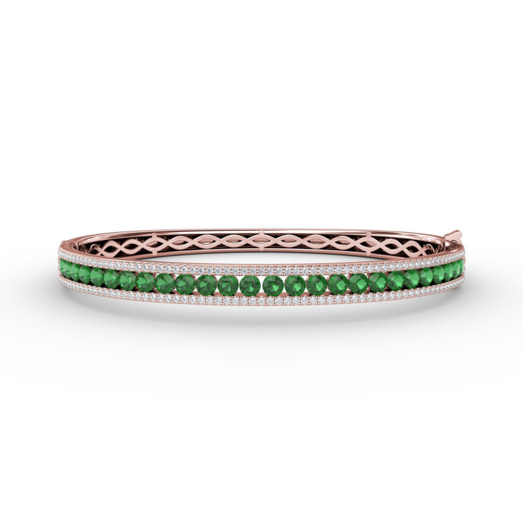 Emerald and Diamond Channel Set Bangle 