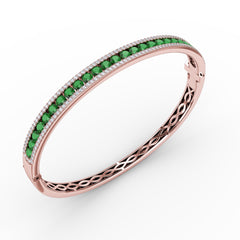 Emerald and Diamond Channel Set Bangle 