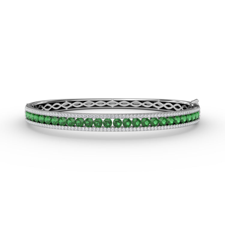 Emerald and Diamond Channel Set Bangle 