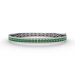 Emerald and Diamond Channel Set Bangle 