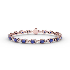 Pear-Shaped Sapphire and Diamond Bracelet