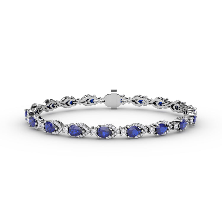 Pear-Shaped Sapphire and Diamond Bracelet
