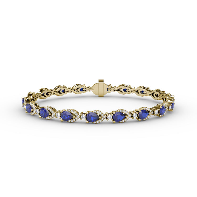 Pear-Shaped Sapphire and Diamond Bracelet