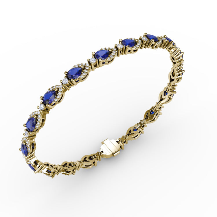 Pear-Shaped Sapphire and Diamond Bracelet
