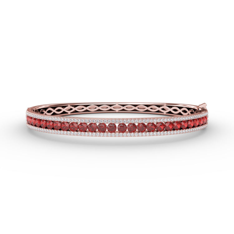 Ruby and Diamond Channel Set Bangle 