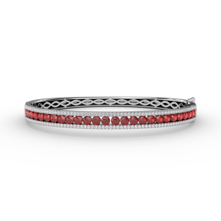 Ruby and Diamond Channel Set Bangle 