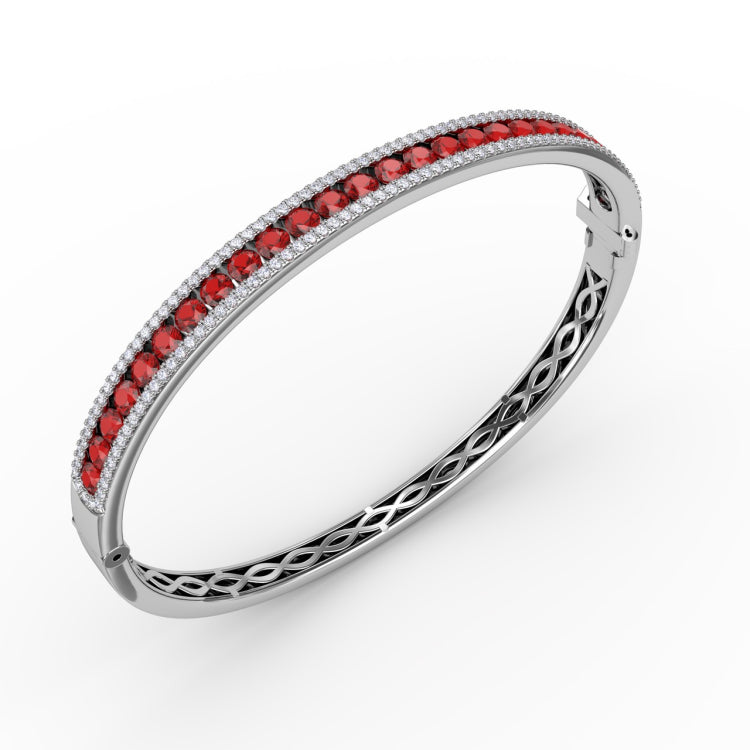 Ruby and Diamond Channel Set Bangle 