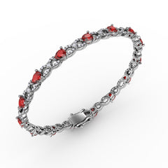 Ruby and Diamond Pear Shape Bracelet