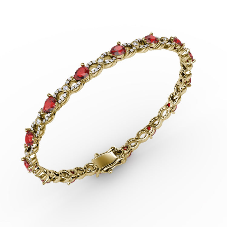 Ruby and Diamond Pear Shape Bracelet