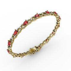 Ruby and Diamond Pear Shape Bracelet