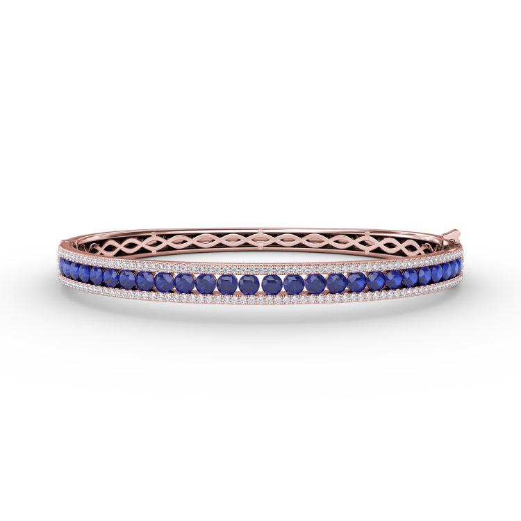 Sapphire and Diamond Channel Set Bangle 