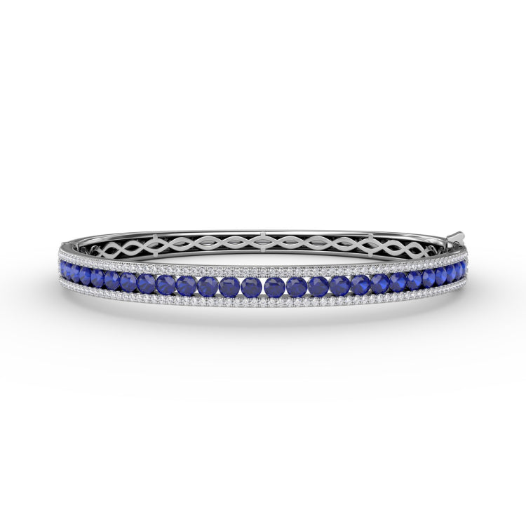 Sapphire and Diamond Channel Set Bangle 