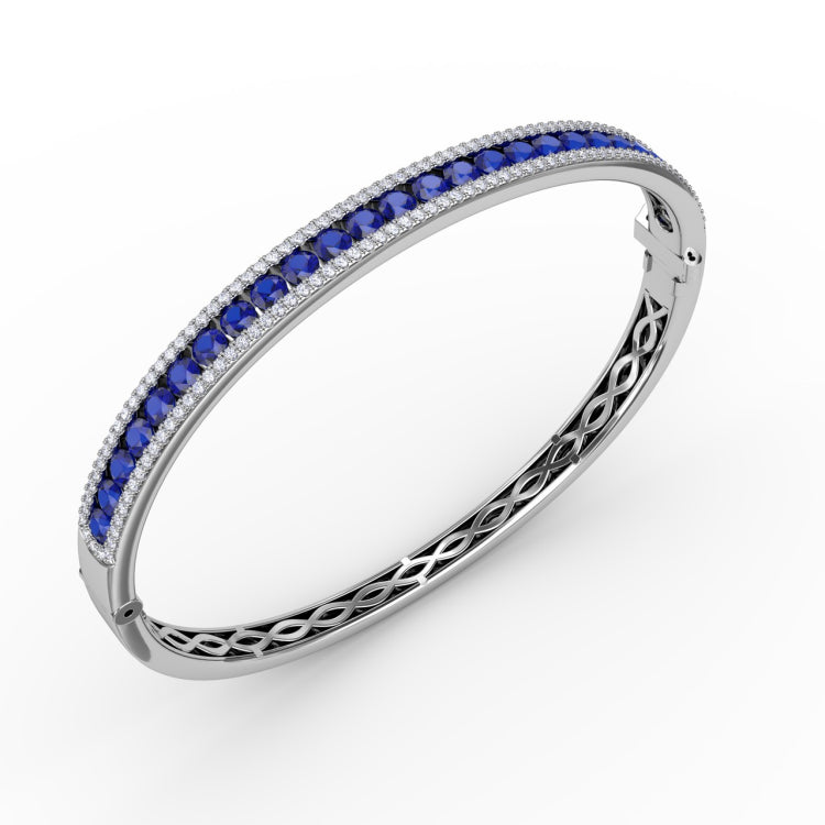 Sapphire and Diamond Channel Set Bangle 