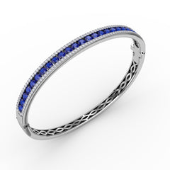 Sapphire and Diamond Channel Set Bangle 
