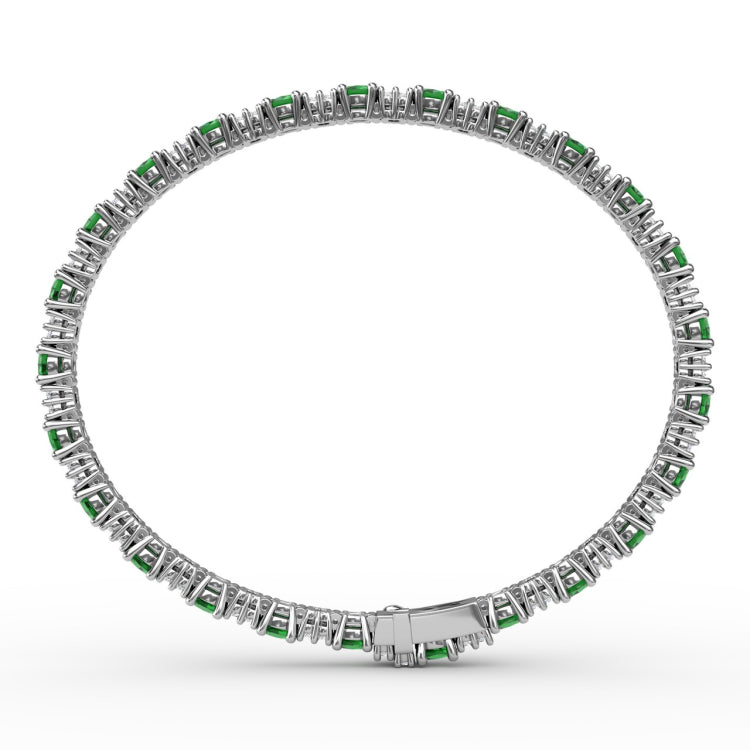 Alternating Emerald and Diamond Bracelet