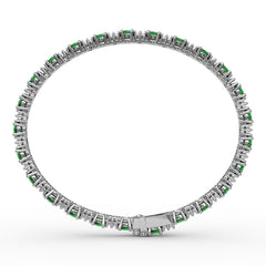 Alternating Emerald and Diamond Bracelet