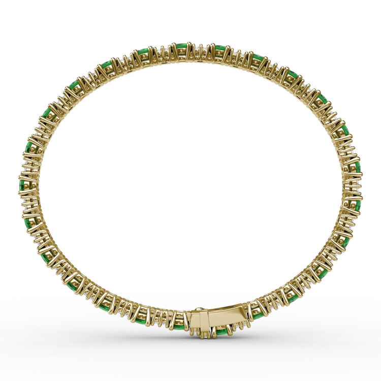Alternating Emerald and Diamond Bracelet