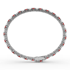 Alternating Ruby and Diamond Bracelet