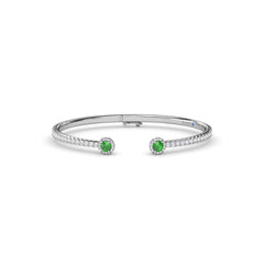 Halo Emerald and Diamond Bangle 