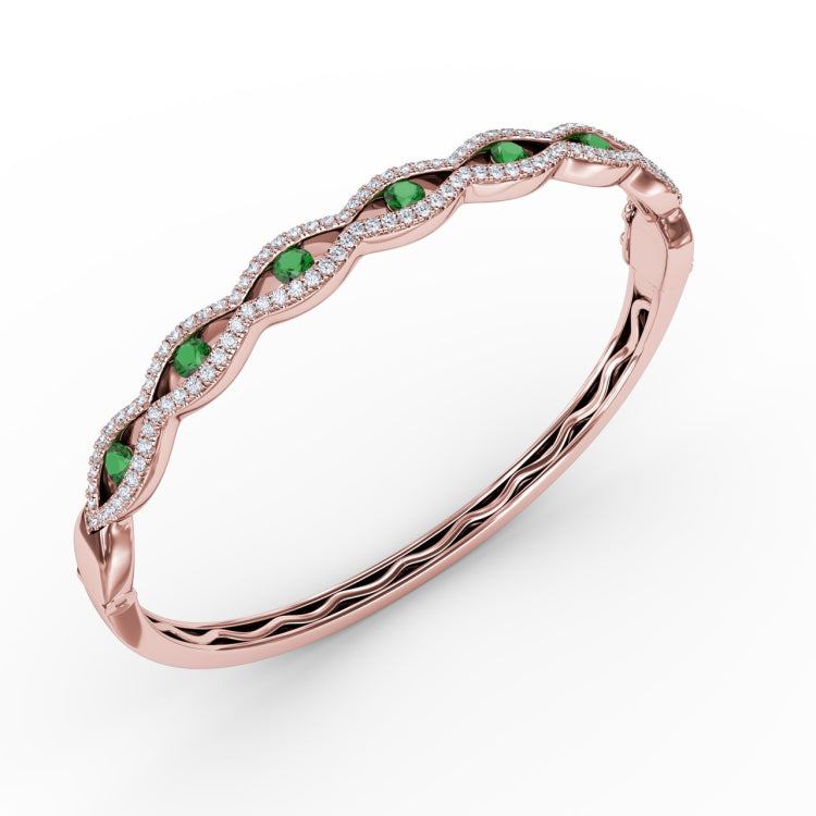Striking Emerald and Diamond Bangle 