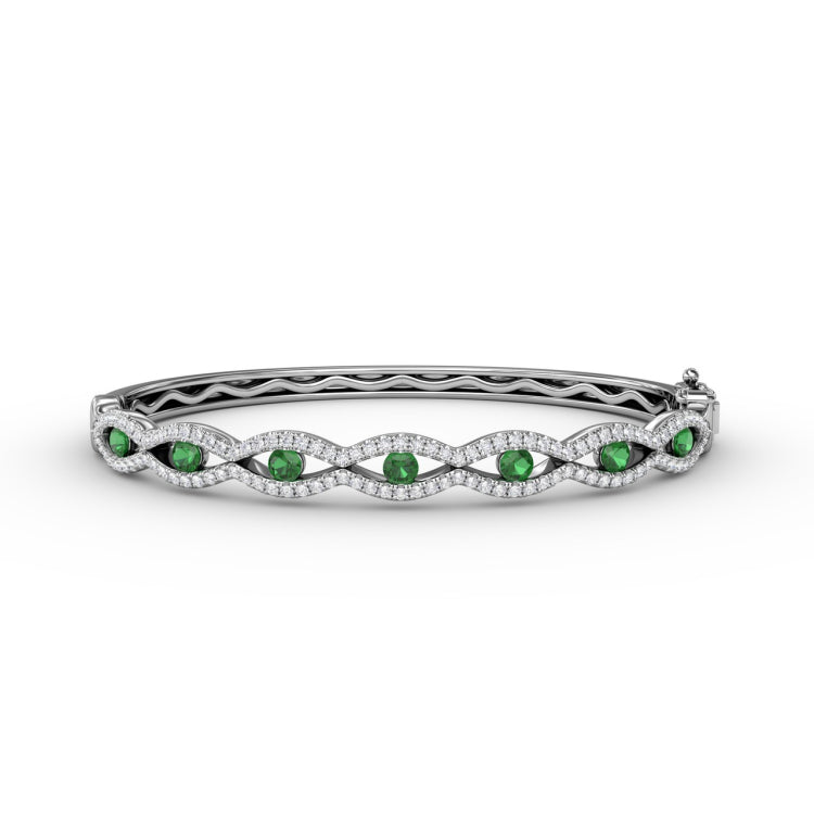 Striking Emerald and Diamond Bangle 