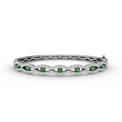 Striking Emerald and Diamond Bangle 