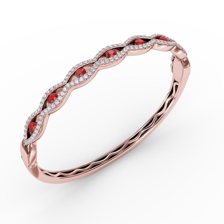 Striking Ruby and Diamond Bangle 