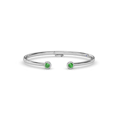 Halo Emerald and Diamond Bangle 