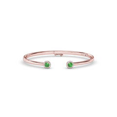 Halo Emerald and Diamond Bangle 