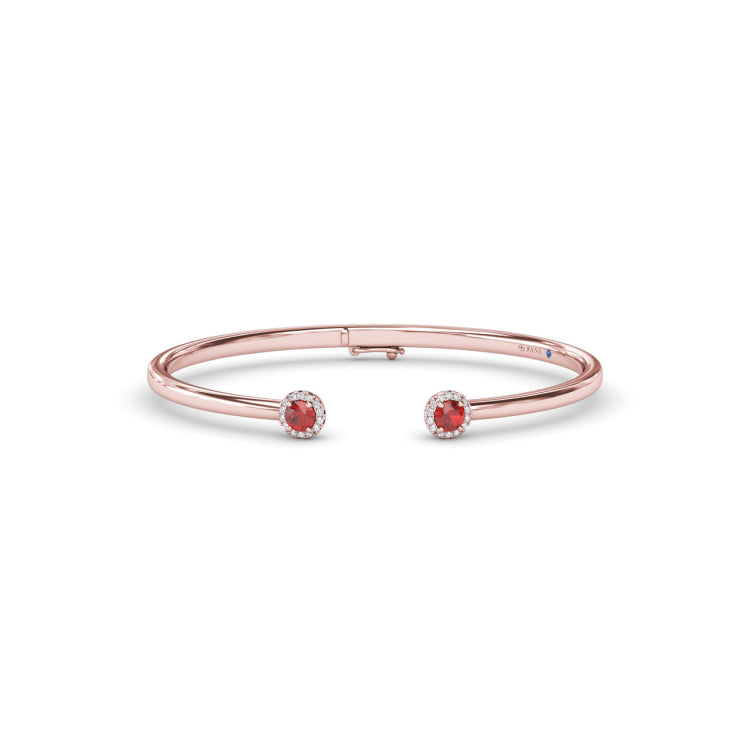 Halo Ruby and Diamond Bangle 