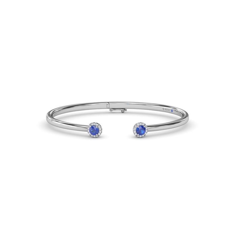 Halo Sapphire and Diamond Bangle 