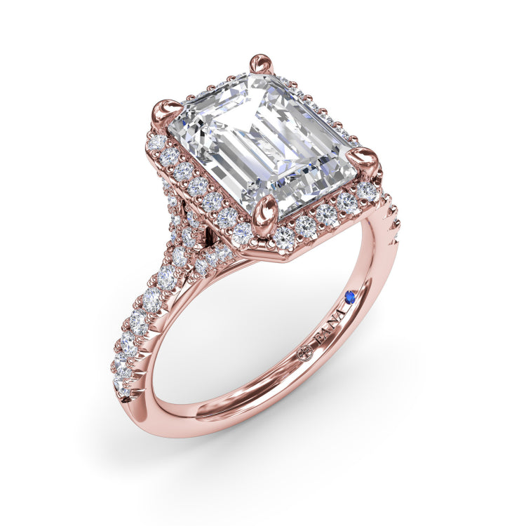 Split Shank Diamond Halo Engagement Ring 