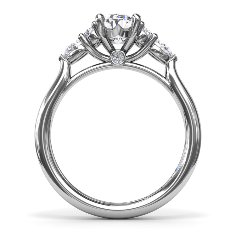 Pear Side Cluster Diamond Engagement Ring 