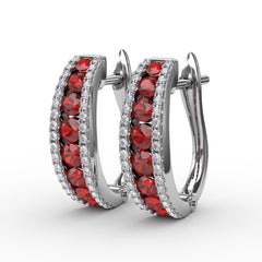 Channel Set Ruby Fashion Hoops 