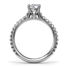 Sophisticated Side Cluster Diamond Band Engagement Ring 