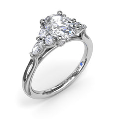 Marquise Side Cluster Diamond Engagement Ring 