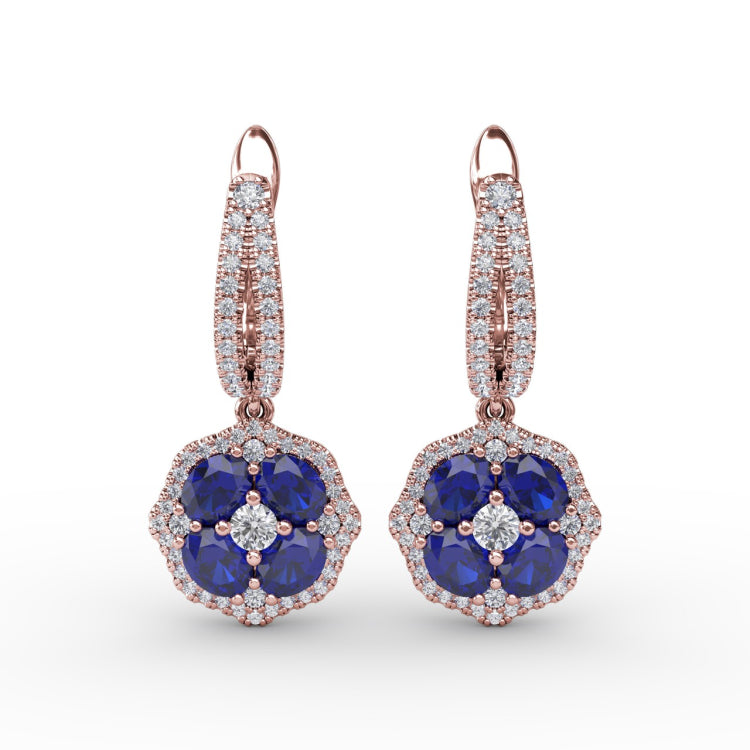 Steal The Spotlight Sapphire and Diamond Cluster Drop Earrings