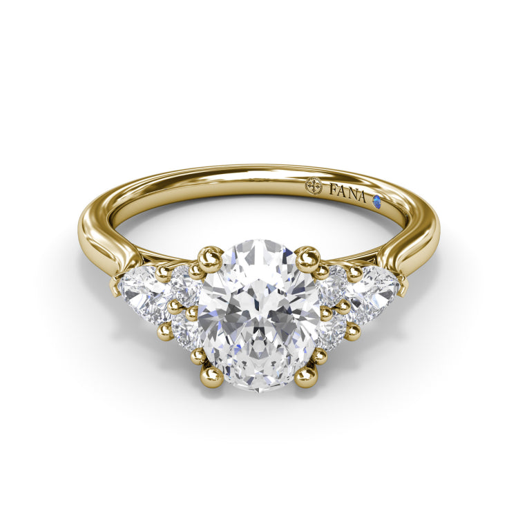 Pear Side Cluster Diamond Engagement Ring 