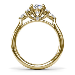 Pear Side Cluster Diamond Engagement Ring 